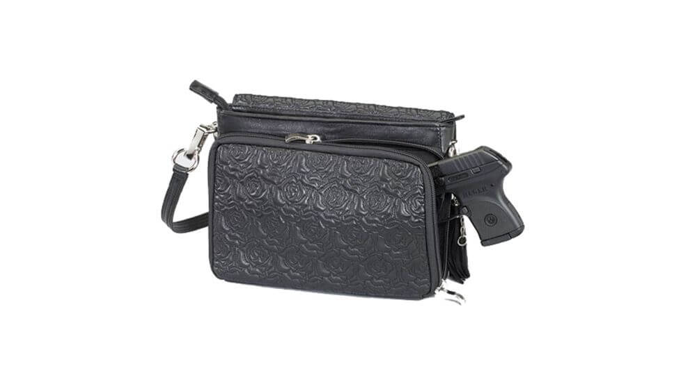 Gun Tote'n Mamas Concealed Carry Embroidered Lambskin Cross-Body Shoulder Bag