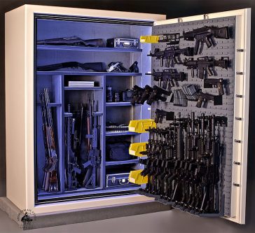 a tactical safe overcrowded with armory