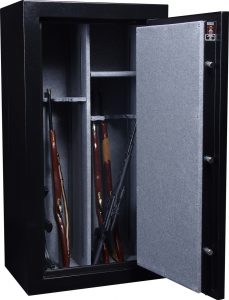 a gun safe with a few long guns in it