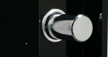 a locking bolt of a gun safe door